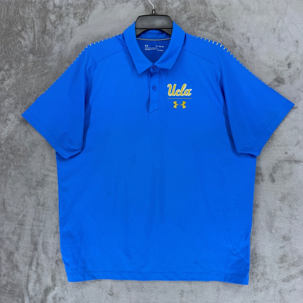 Under Armour UCLA Bruins Mens XL Blue‎ HeatGear Short Sleeve Polo Shirt NCAA